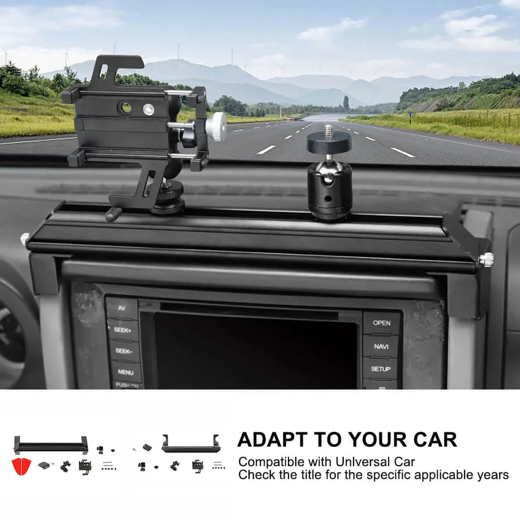 For 2007-2010 Jeep Wrangler JK Center Console Dash Phone & Action Camera Holder Slider Mount Bracket