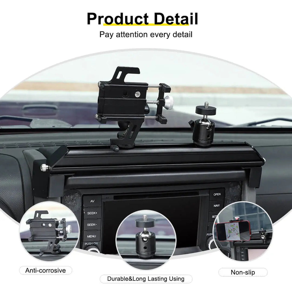 For 2007-2010 Jeep Wrangler JK Center Console Dash Phone & Action Camera Holder Slider Mount Bracket