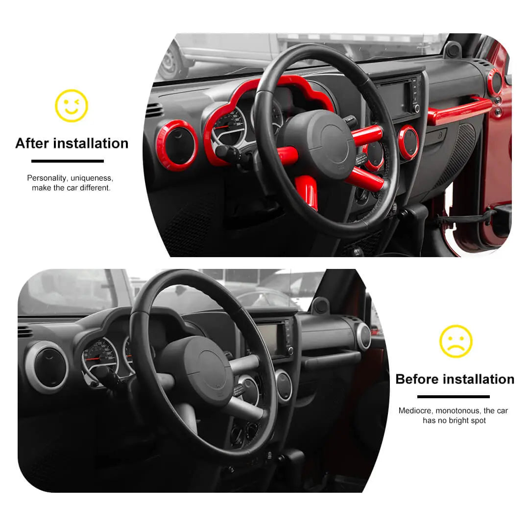 For 2007-2010 Jeep Wrangler JK Center Console Decor Trim Cover Kit (10 pcs)