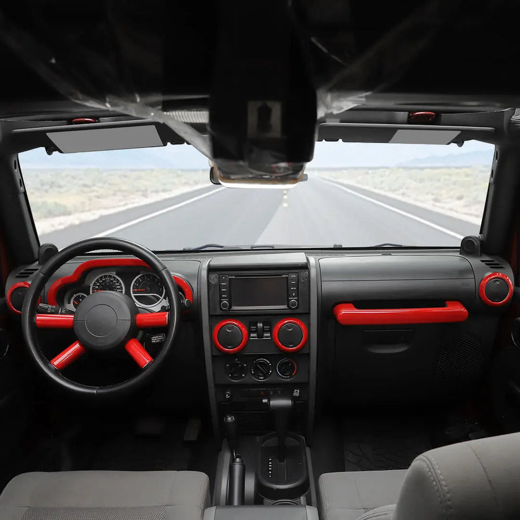 For 2007-2010 Jeep Wrangler JK Center Console Decor Trim Cover Kit (10 pcs)