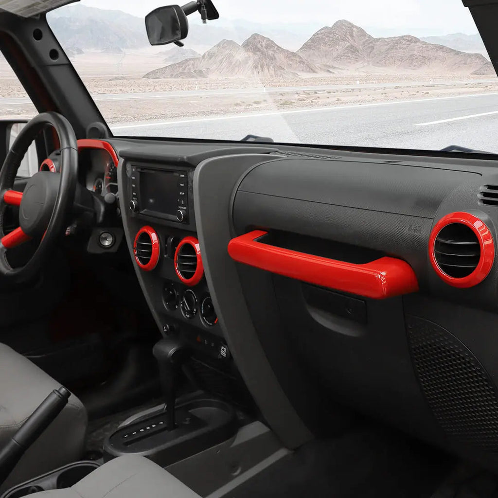 For 2007-2010 Jeep Wrangler JK Center Console Decor Trim Cover Kit (10 pcs)