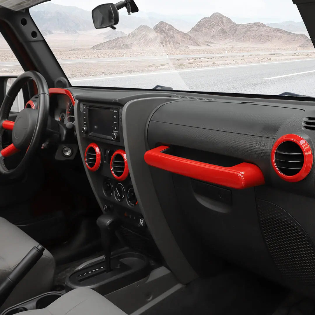 For 2007-2010 Jeep Wrangler JK Center Console Decor Trim Cover Kit (10 pcs)