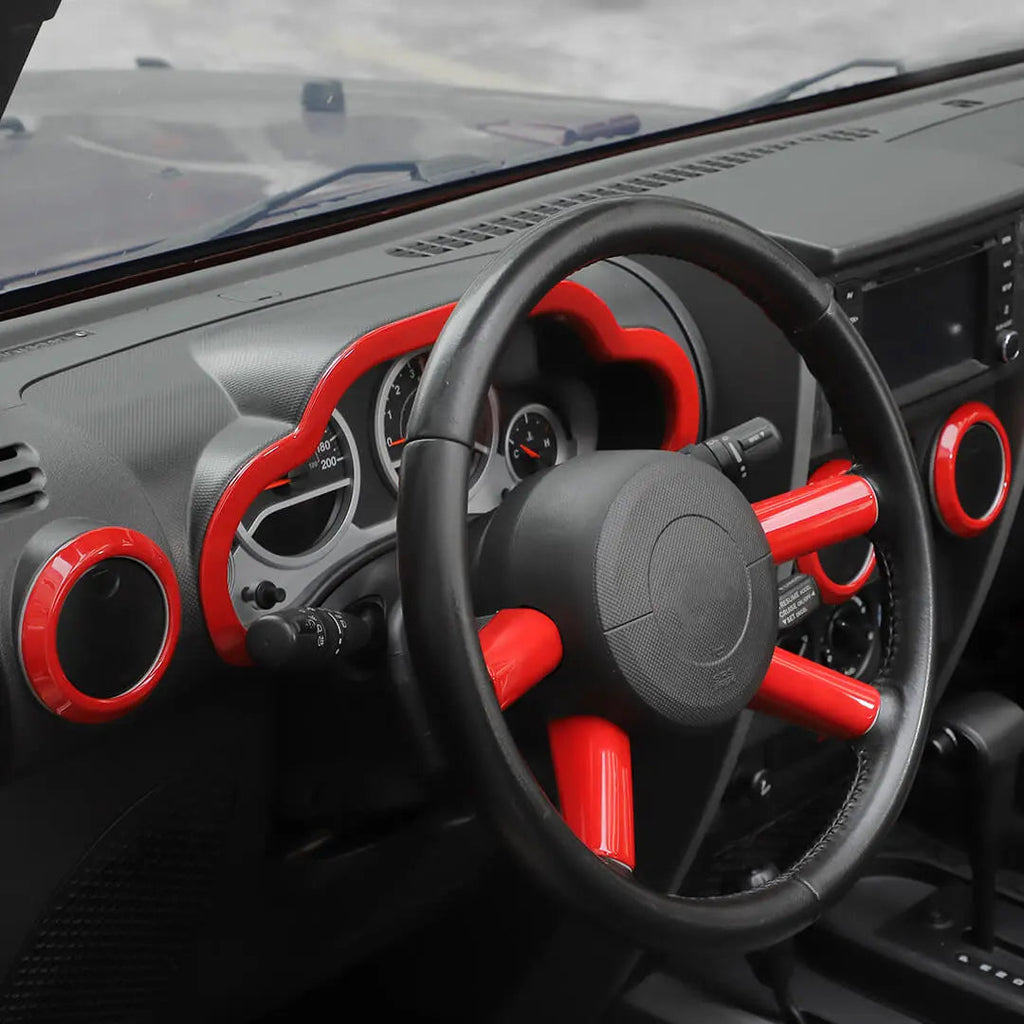 For 2007-2010 Jeep Wrangler JK Center Console Decor Trim Cover Kit (10 pcs)