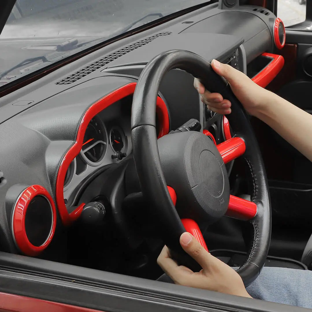 For 2007-2010 Jeep Wrangler JK Center Console Decor Trim Cover Kit (10 pcs)