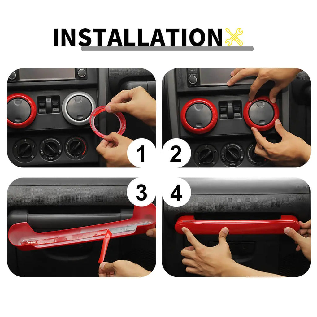 For 2007-2010 Jeep Wrangler JK Center Console Decor Trim Cover Kit (10 pcs)
