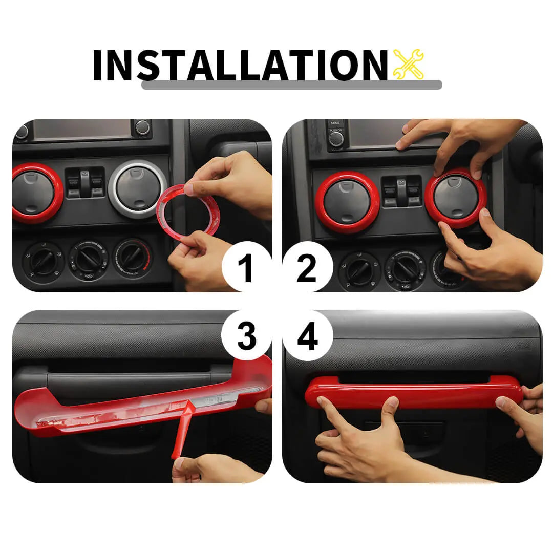 For 2007-2010 Jeep Wrangler JK Center Console Decor Trim Cover Kit (10 pcs)