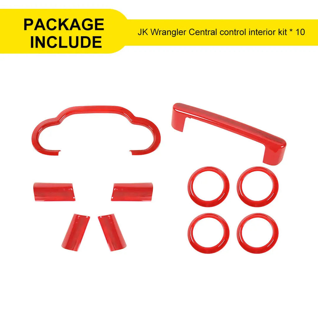 For 2007-2010 Jeep Wrangler JK Center Console Decor Trim Cover Kit (10 pcs)