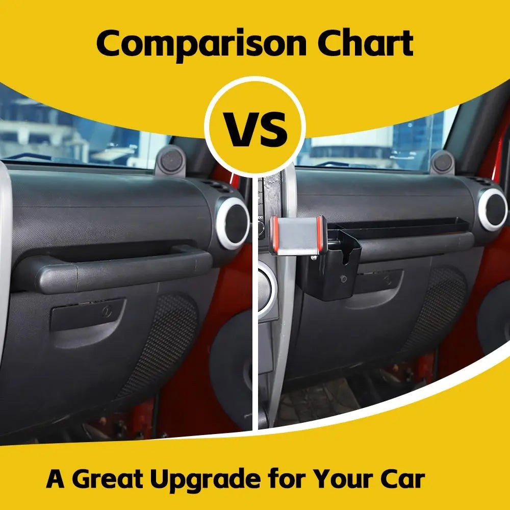 For 2007-2010 Jeep Wrangler JK Co-pilot Grab Bar Handle Storage Box & Phone Holder Base