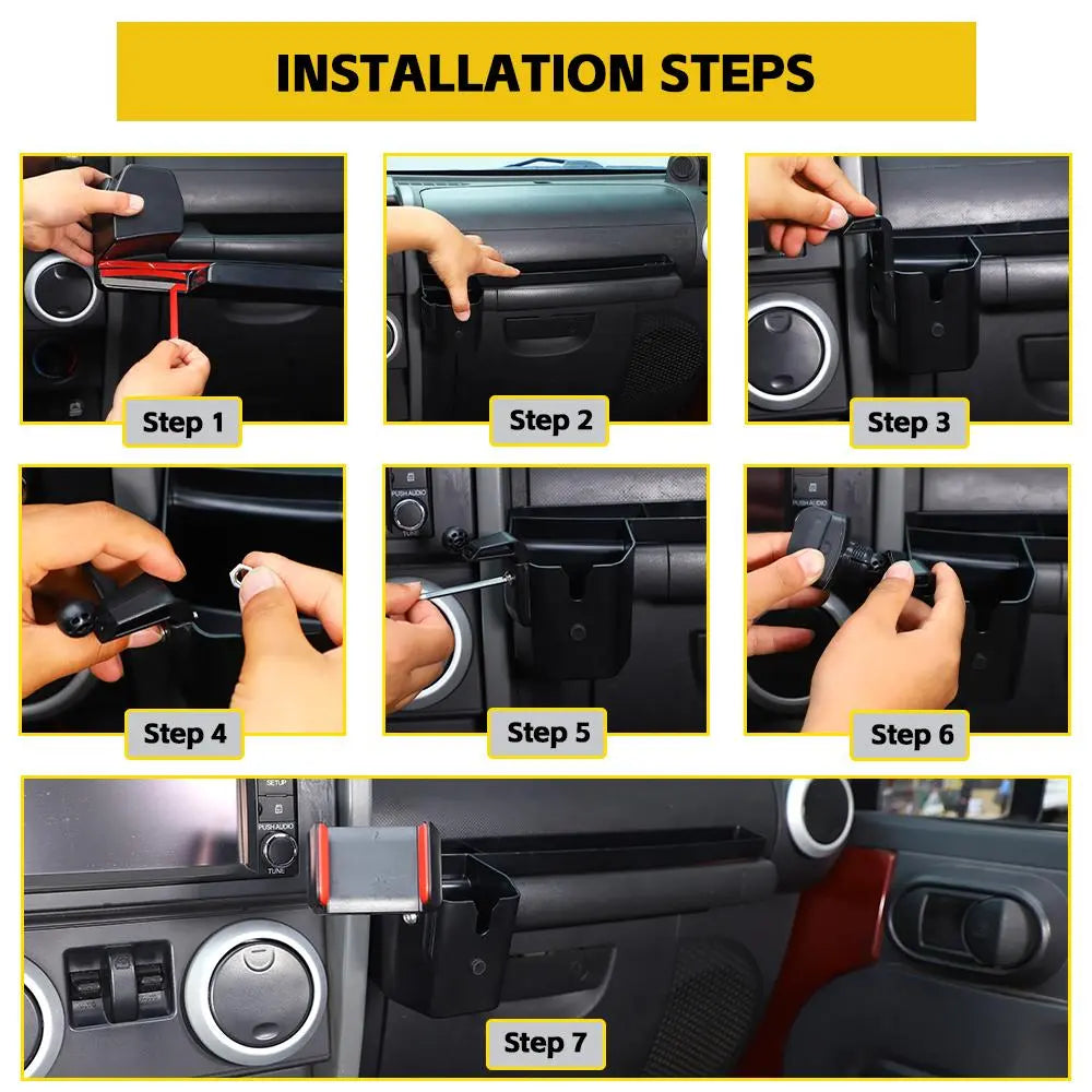 For 2007-2010 Jeep Wrangler JK Co-pilot Grab Bar Handle Storage Box & Phone Holder Base