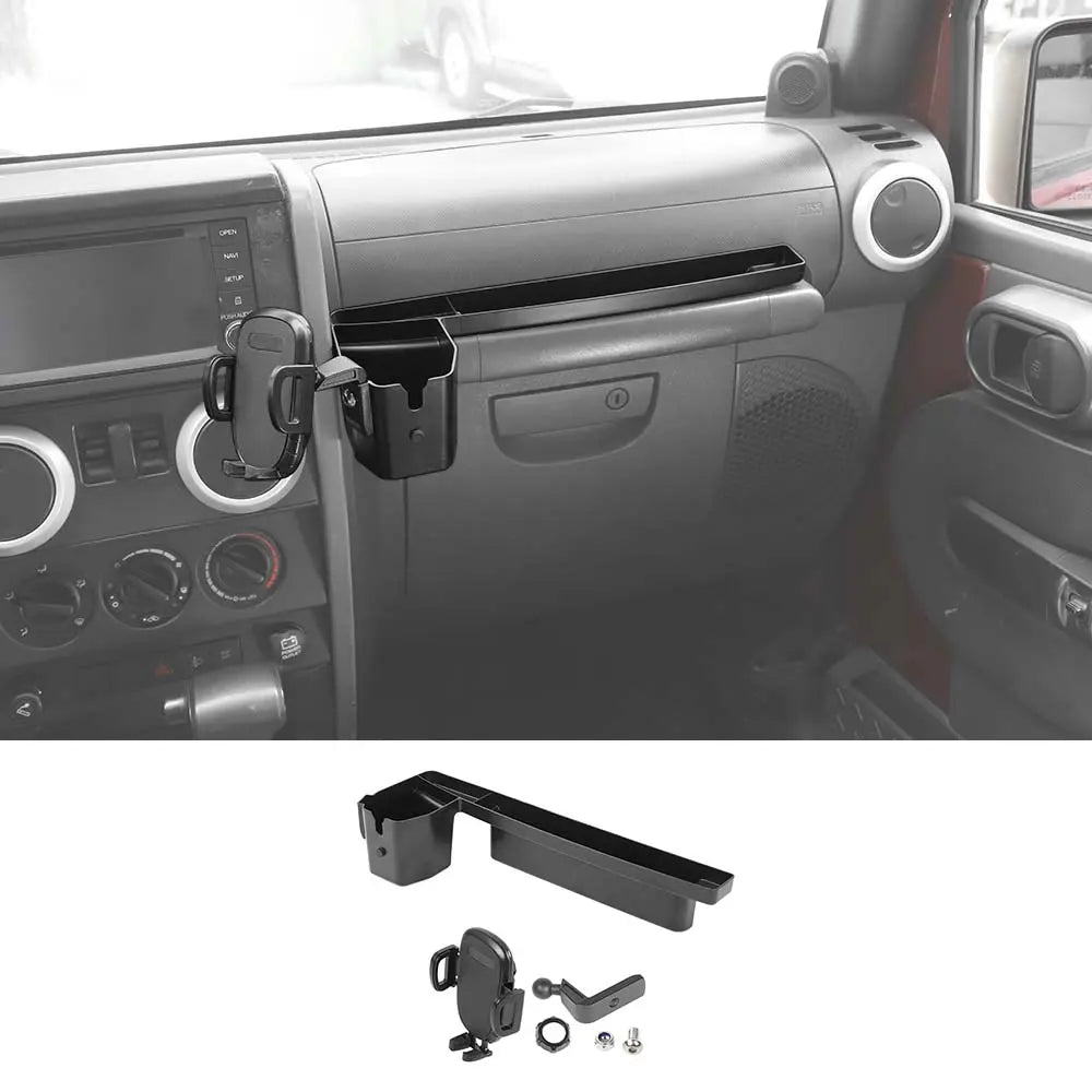 For 2007-2010 Jeep Wrangler JK Co-pilot Grab Bar Handle Storage Box & Phone Holder Base