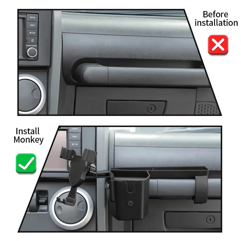 For 2007-2010 Jeep Wrangler JK Co-pilot Handle Storage Box Phone Holder Mount