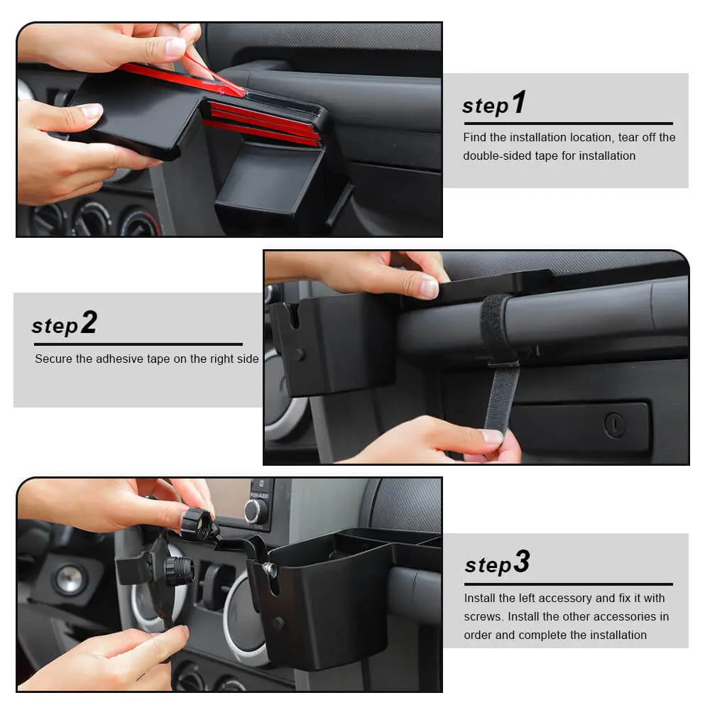 For 2007-2010 Jeep Wrangler JK Co-pilot Handle Storage Box Phone Holder Mount