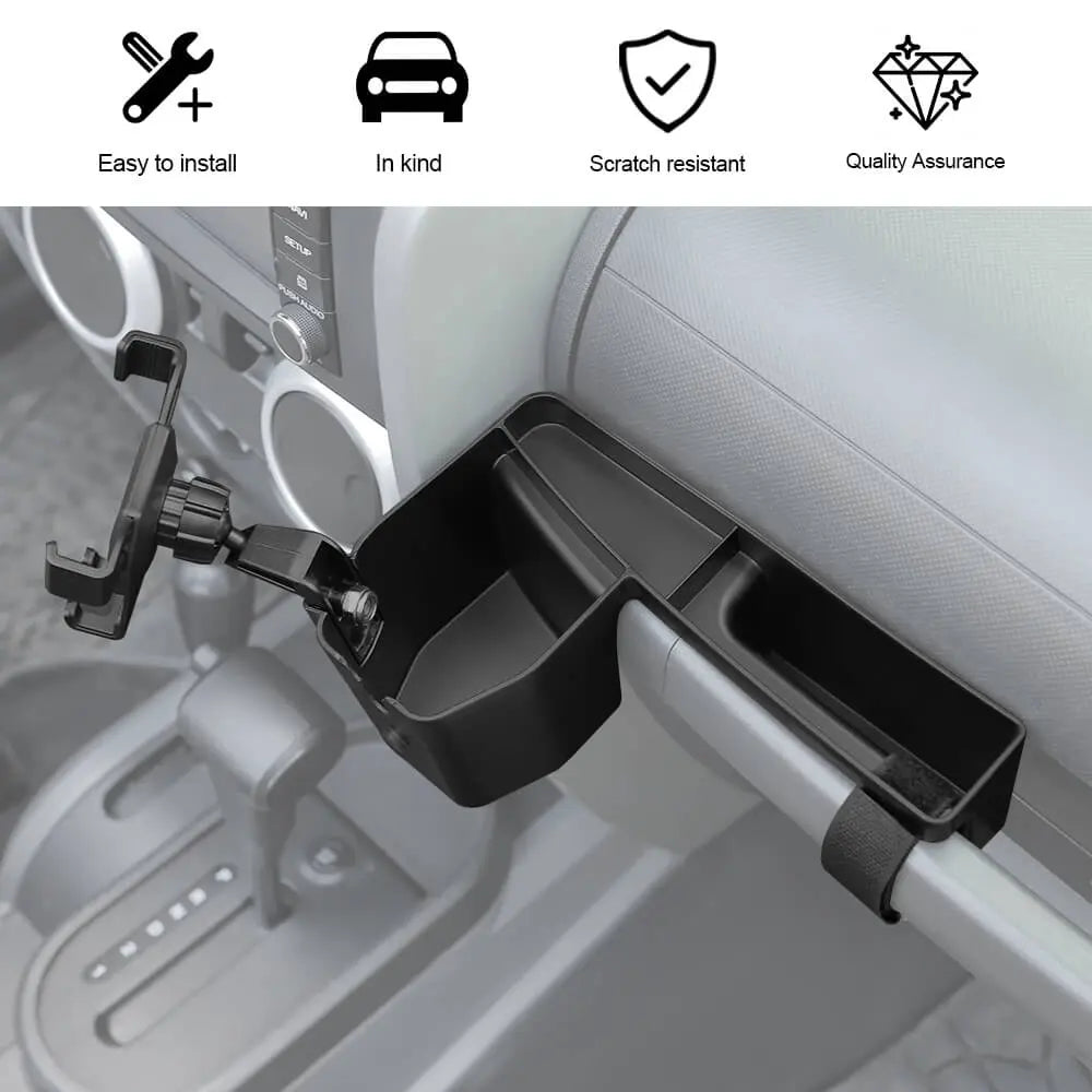 For 2007-2010 Jeep Wrangler JK Co-pilot Handle Storage Box Phone Holder Mount