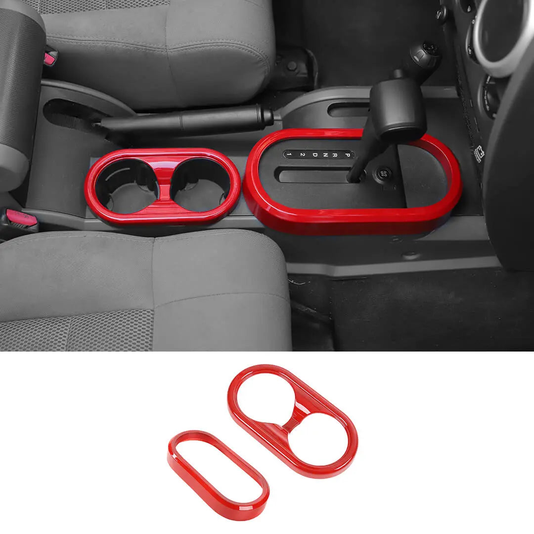 For 2007-2010 Jeep Wrangler JK Gear Shift Trim & Front Water Cup Holder Cover