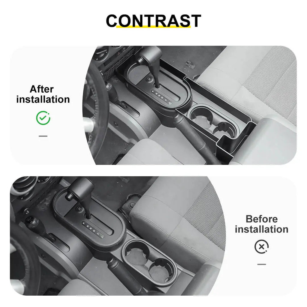 For 2007-2010 Jeep Wrangler JK Interior Center Console Gear Shift Cup Holder Storage Box (3 pcs)