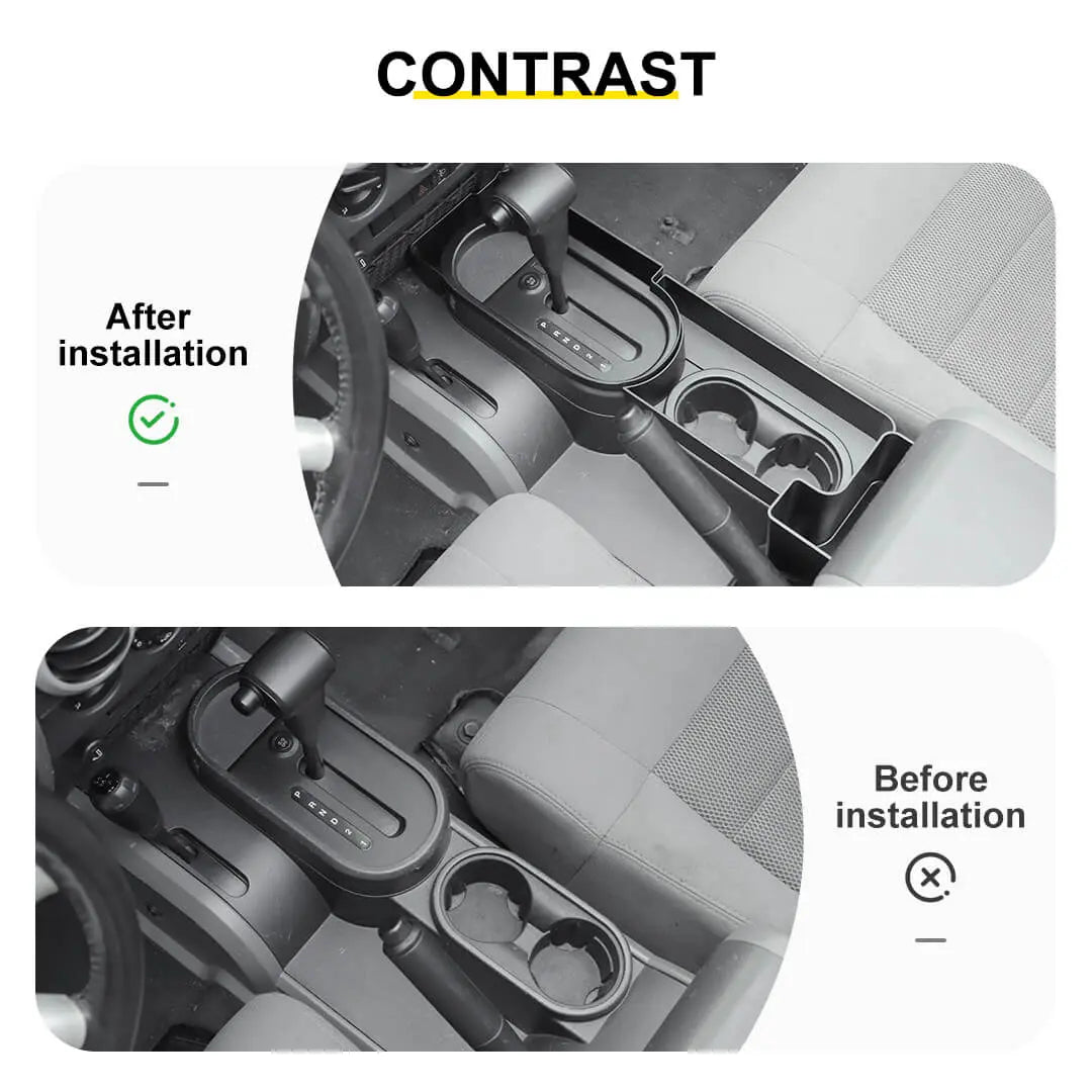 For 2007-2010 Jeep Wrangler JK Interior Center Console Gear Shift Cup Holder Storage Box (3 pcs)