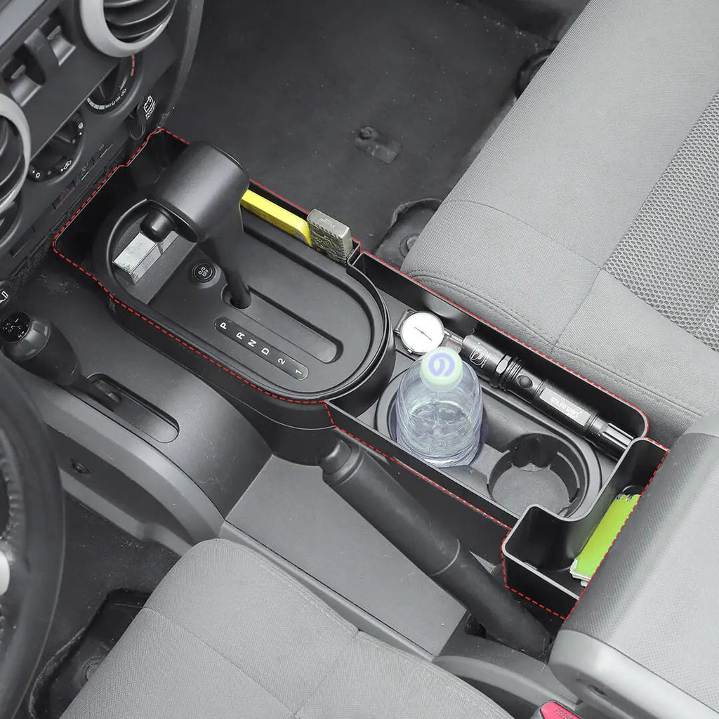 For 2007-2010 Jeep Wrangler JK Interior Center Console Gear Shift Cup Holder Storage Box (3 pcs)