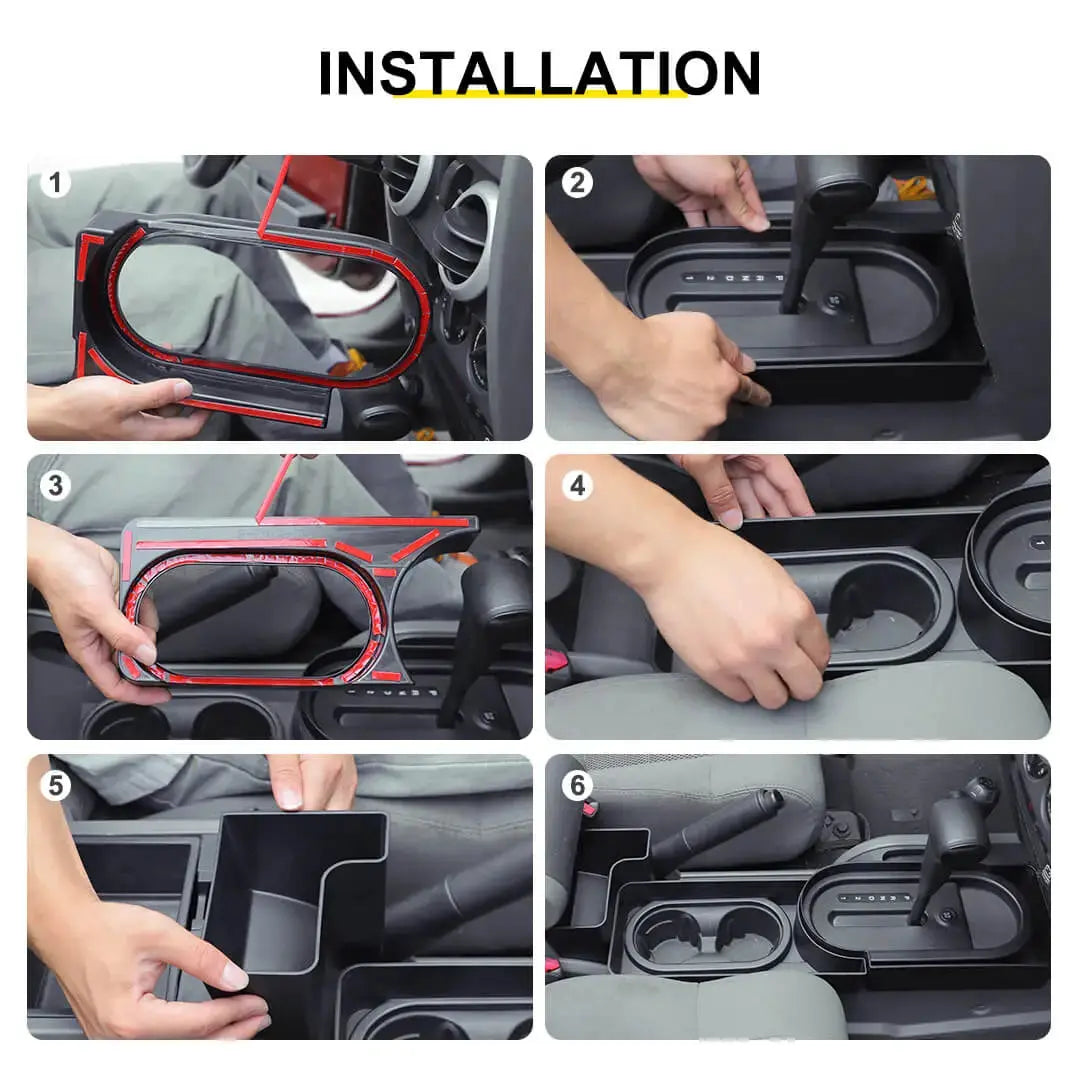 For 2007-2010 Jeep Wrangler JK Interior Center Console Gear Shift Cup Holder Storage Box (3 pcs)