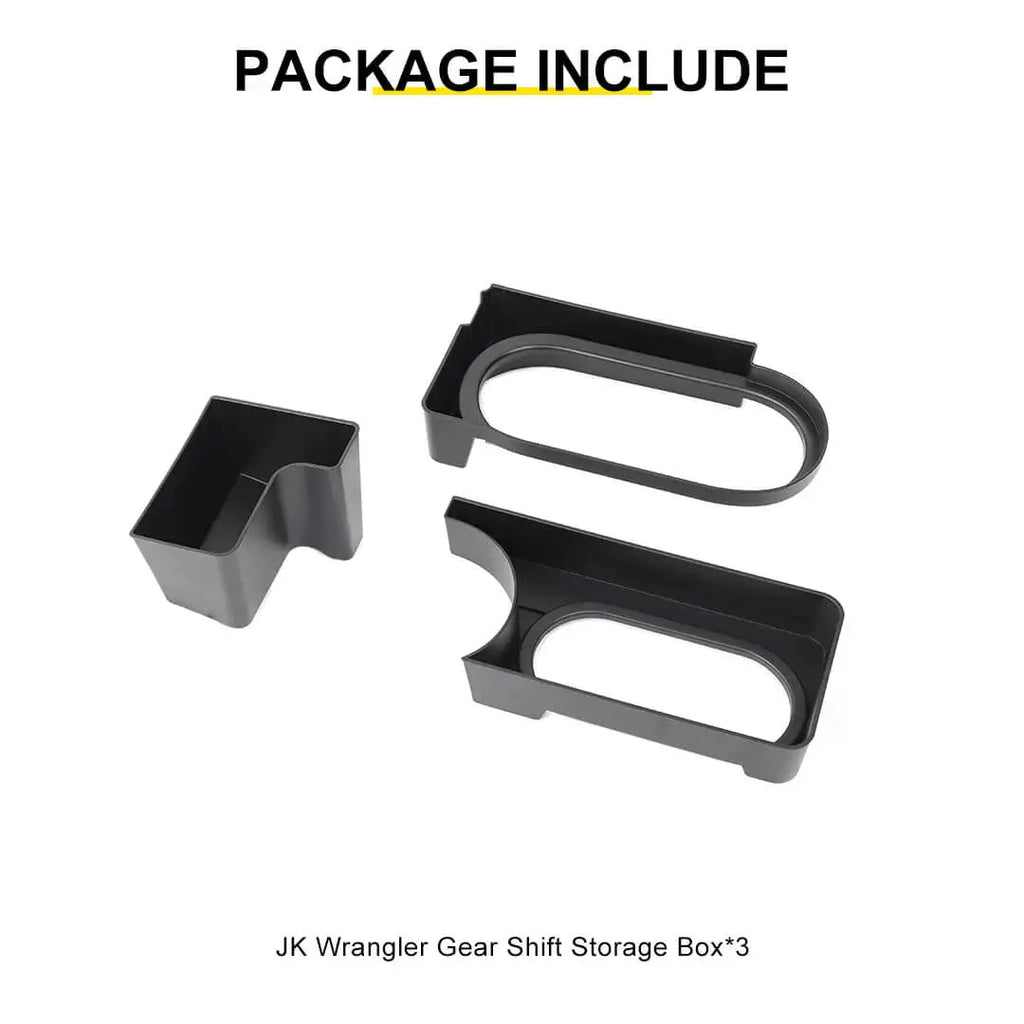For 2007-2010 Jeep Wrangler JK Interior Center Console Gear Shift Cup Holder Storage Box (3 pcs)