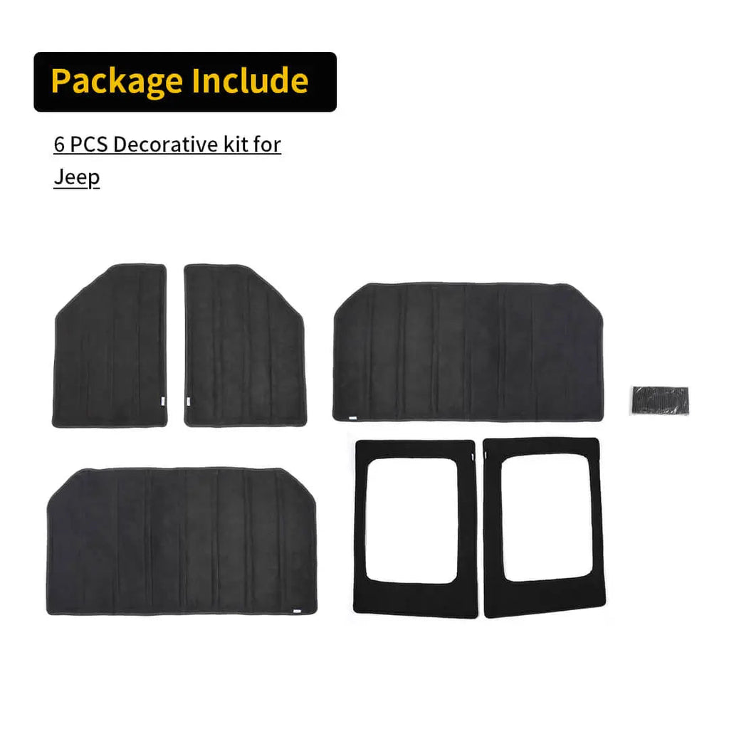 For 2007-2010 Jeep Wrangler JK Interior Rear Window Roof Heat Insulation Cotton (6 pcs)