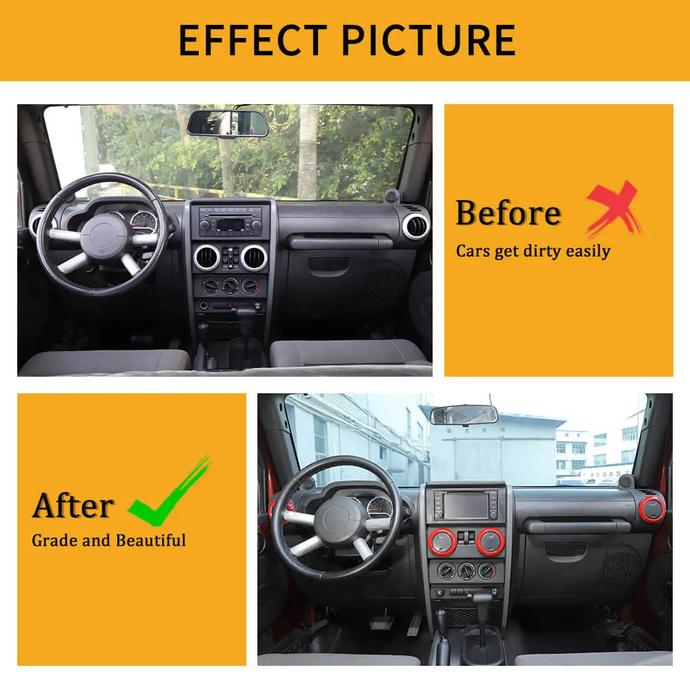 For 2007-2010 Jeep Wrangler JK JKU 4pcs AC Air Conditioning Vent Cover Trim Decoration Ring