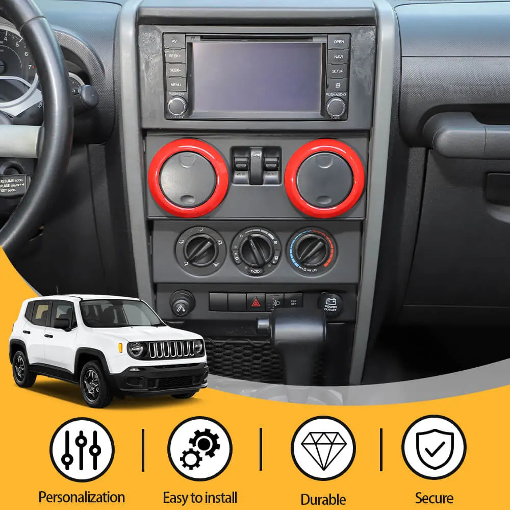 For 2007-2010 Jeep Wrangler JK JKU 4pcs AC Air Conditioning Vent Cover Trim Decoration Ring