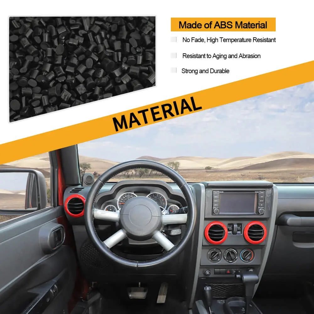 For 2007-2010 Jeep Wrangler JK JKU 4pcs AC Air Conditioning Vent Cover Trim Decoration Ring