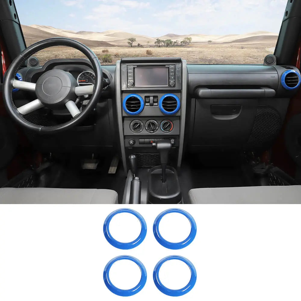 For 2007-2010 Jeep Wrangler JK JKU 4pcs AC Air Conditioning Vent Cover Trim Decoration Ring