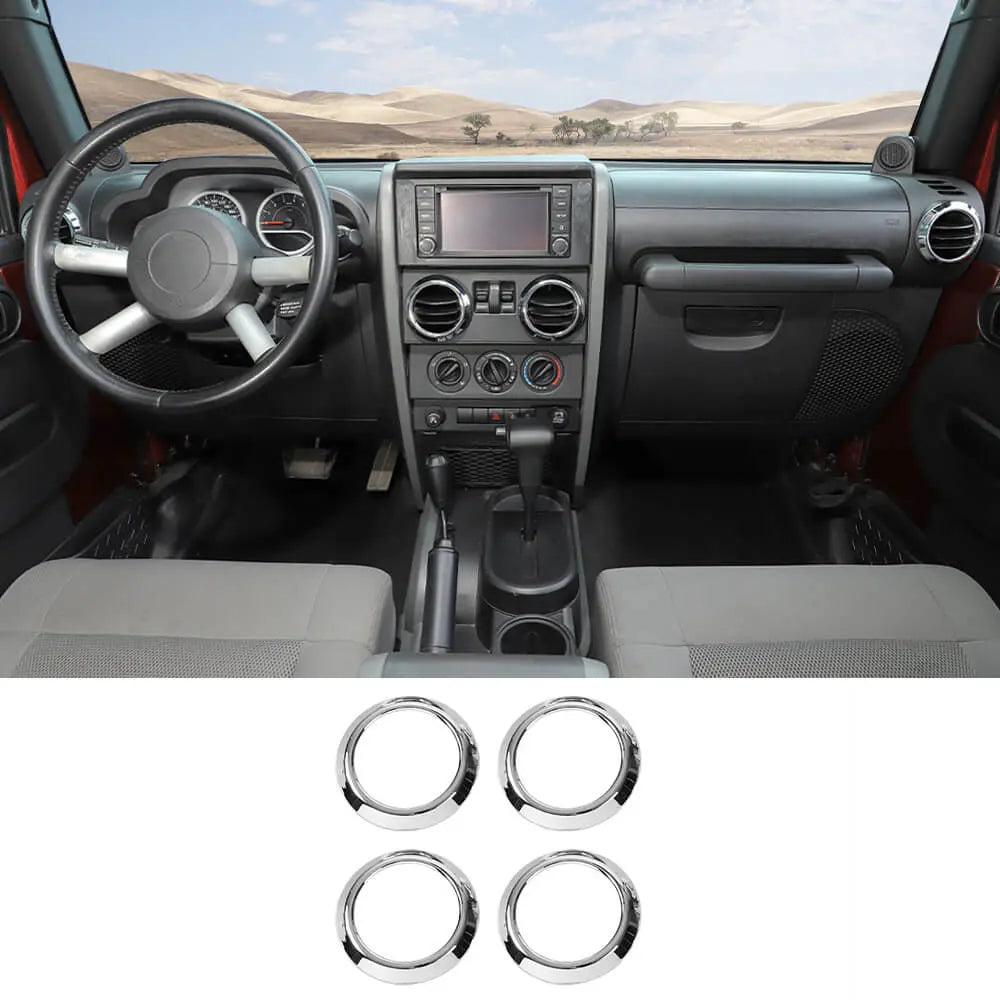 For 2007-2010 Jeep Wrangler JK JKU 4pcs AC Air Conditioning Vent Cover Trim Decoration Ring