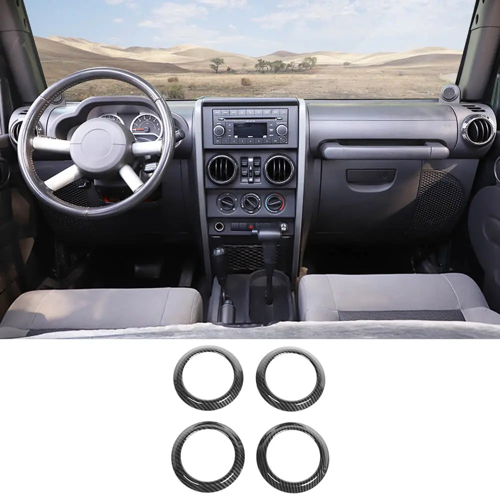 For 2007-2010 Jeep Wrangler JK JKU 4pcs AC Air Conditioning Vent Cover Trim Decoration Ring