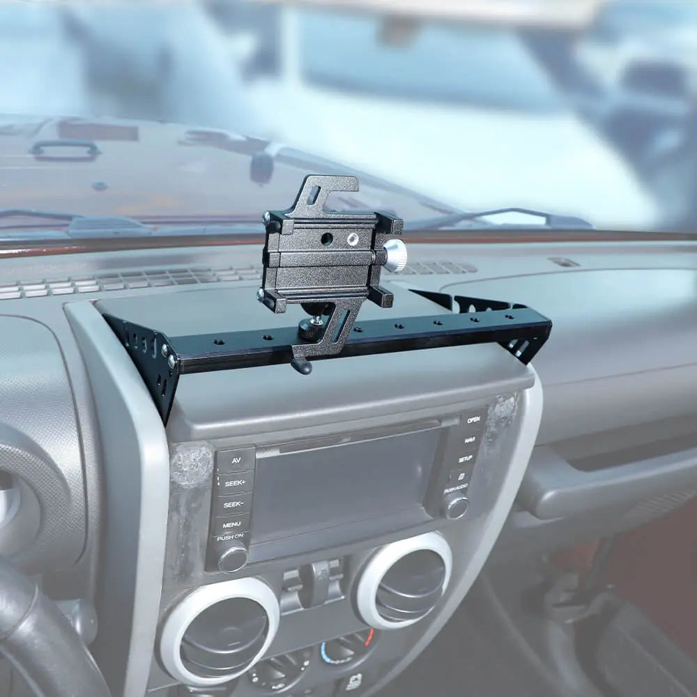 For 2007-2010 Jeep Wrangler JK JKU Black Aluminum Multi-function Mobile Phone Holder Mount Stand