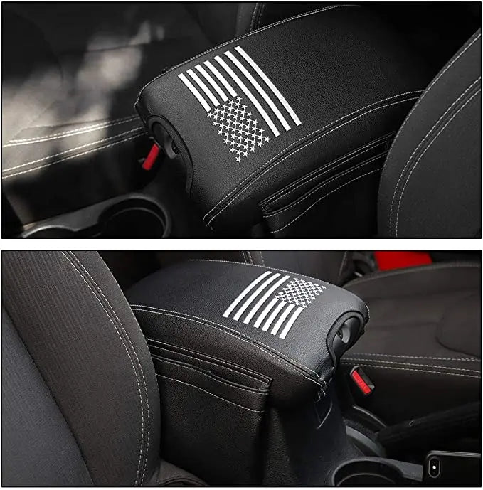 For 2007-2010 Jeep Wrangler JK JKU Center Console Armrest Pad Cover PU Leather