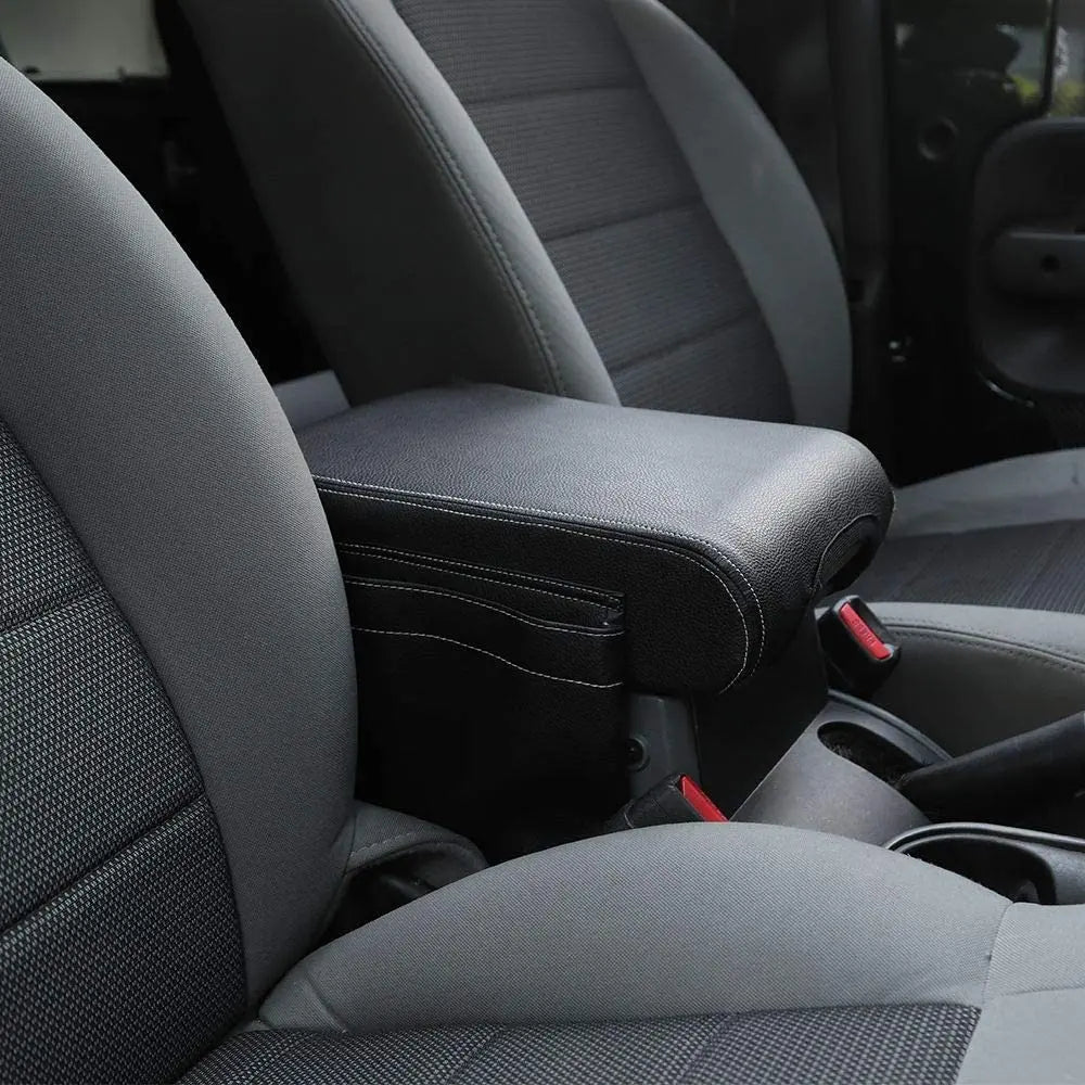 For 2007-2010 Jeep Wrangler JK JKU Center Console Armrest Pad Cover , with Storage Pockets