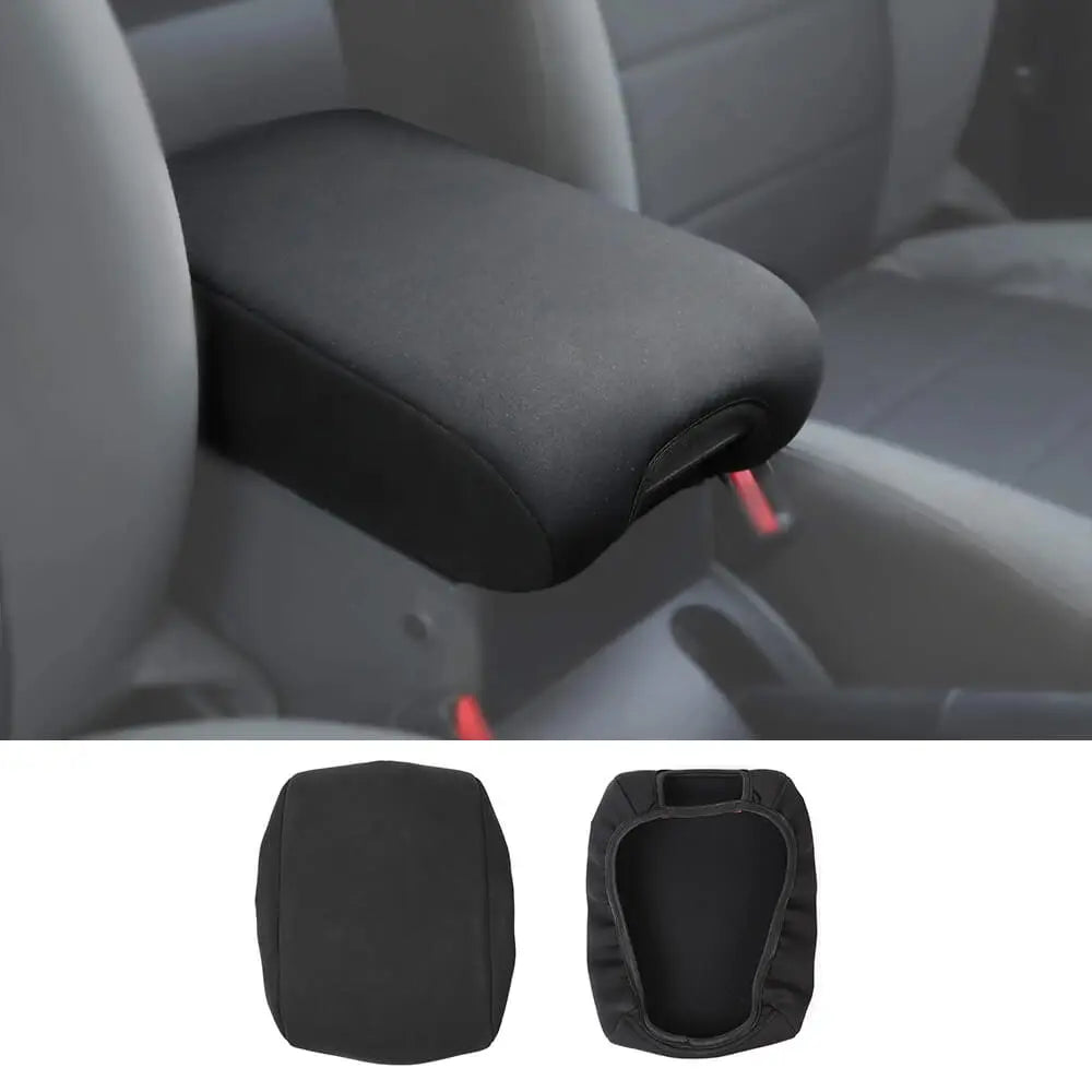 For 2007-2010 Jeep Wrangler JK JKU Center Console Cover Armrest Pad Cover, Black