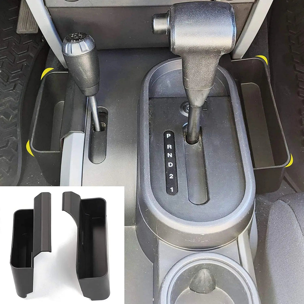 For 2007-2010 Jeep Wrangler JK JKU Center Console Gear Shift Storage Tray Box, Side Pocket Organizer