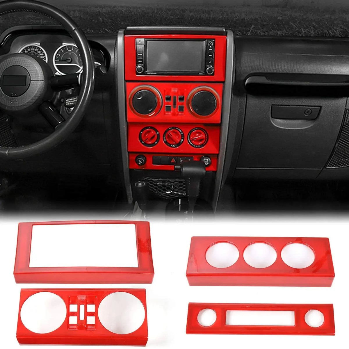 For 2007-2010 Jeep Wrangler JK JKU Control Console Dashboard Panel Cover Trim