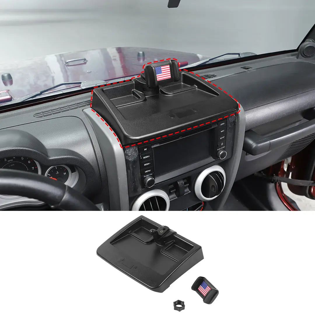 For 2007-2010 Jeep Wrangler JK JKU Dash Multi-Mount Phone Holder With Storage Tray