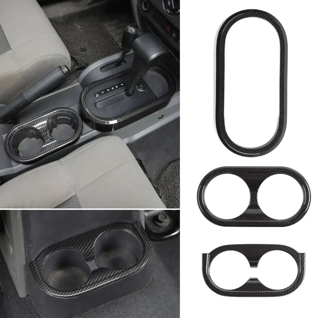 For 2007-2010 Jeep Wrangler JK JKU Gear Shift Panel Trim Cover Front & Rear Cup Holder Trim Cover