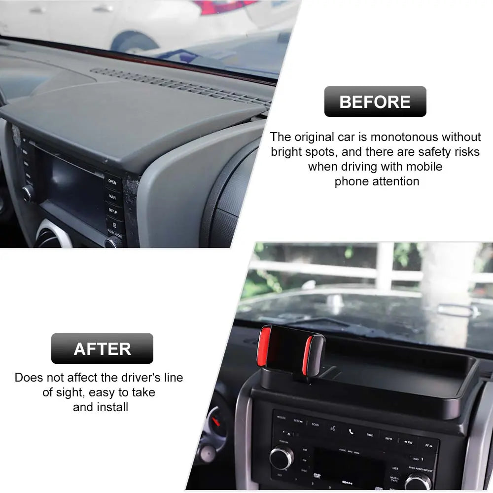 For 2007-2010 Jeep Wrangler JK JKU Phone Holder Mount, Dash Tray Storage Box Dashboard Organizer