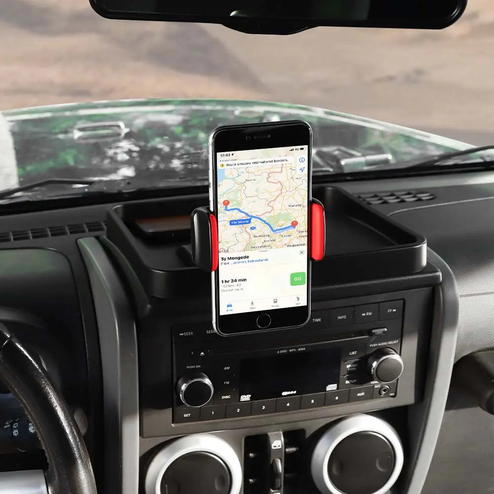 For 2007-2010 Jeep Wrangler JK JKU Phone Holder Mount, Dash Tray Storage Box Dashboard Organizer