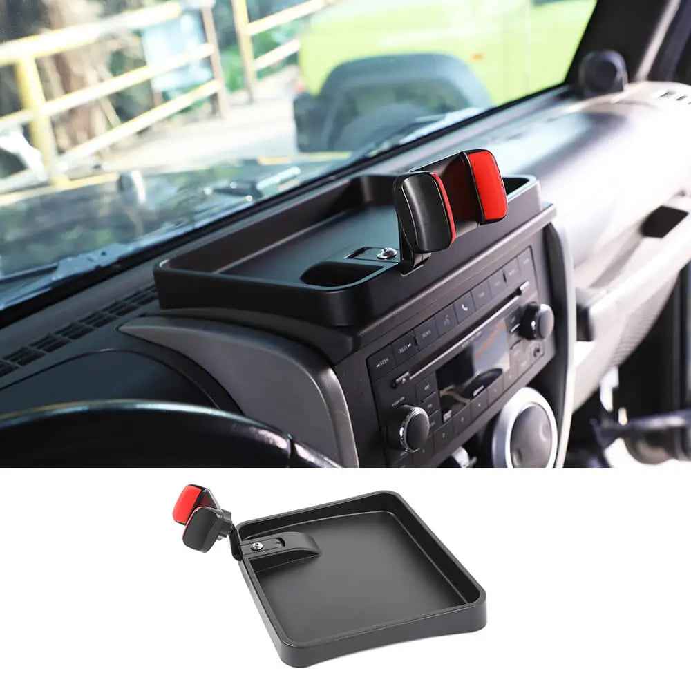 For 2007-2010 Jeep Wrangler JK JKU Phone Holder Mount, Dash Tray Storage Box Dashboard Organizer