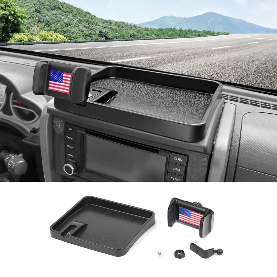 For 2007-2010 Jeep Wrangler JK JKU Phone Holder Mount, Dash Tray Storage Box Dashboard Organizer