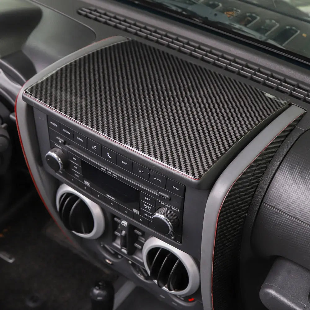 For 2007-2010 Jeep Wrangler JK JKU Real Carbon Fiber Dashboard Center Console Cover Trim