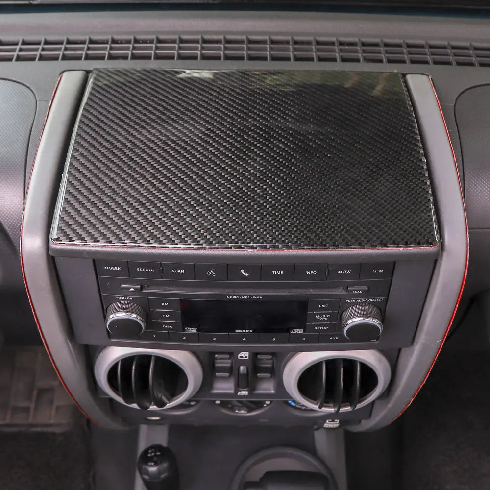 For 2007-2010 Jeep Wrangler JK JKU Real Carbon Fiber Dashboard Center Console Cover Trim