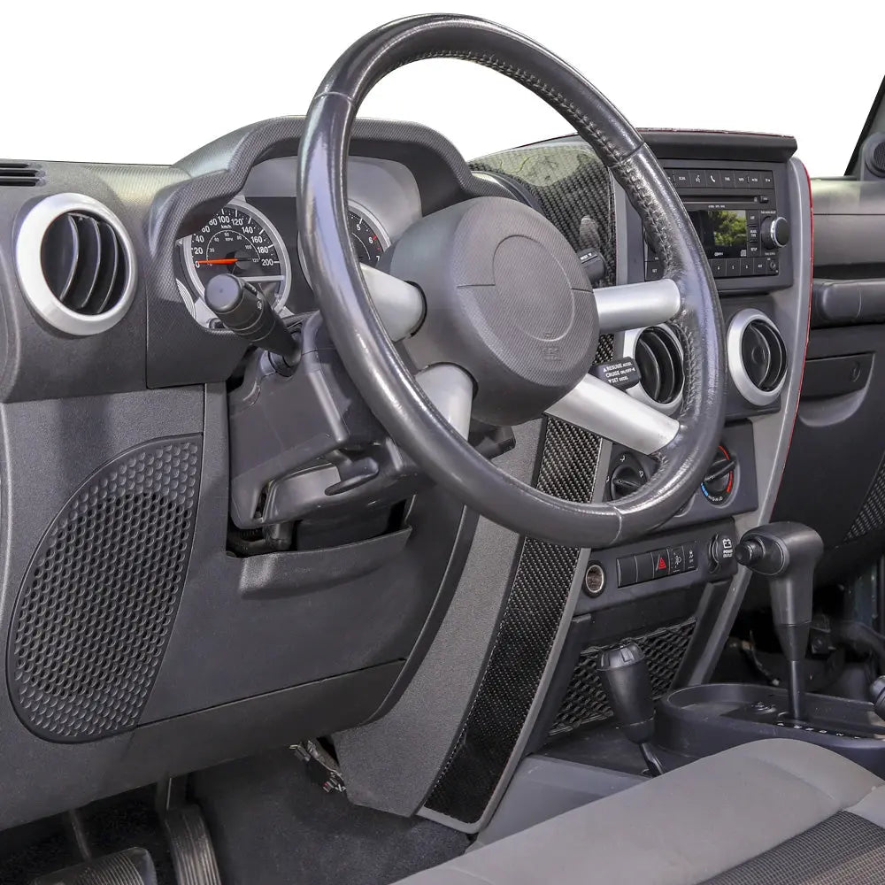 For 2007-2010 Jeep Wrangler JK JKU Real Carbon Fiber Dashboard Center Console Cover Trim