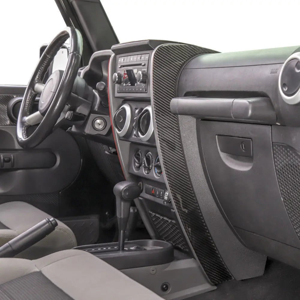 For 2007-2010 Jeep Wrangler JK JKU Real Carbon Fiber Dashboard Center Console Cover Trim