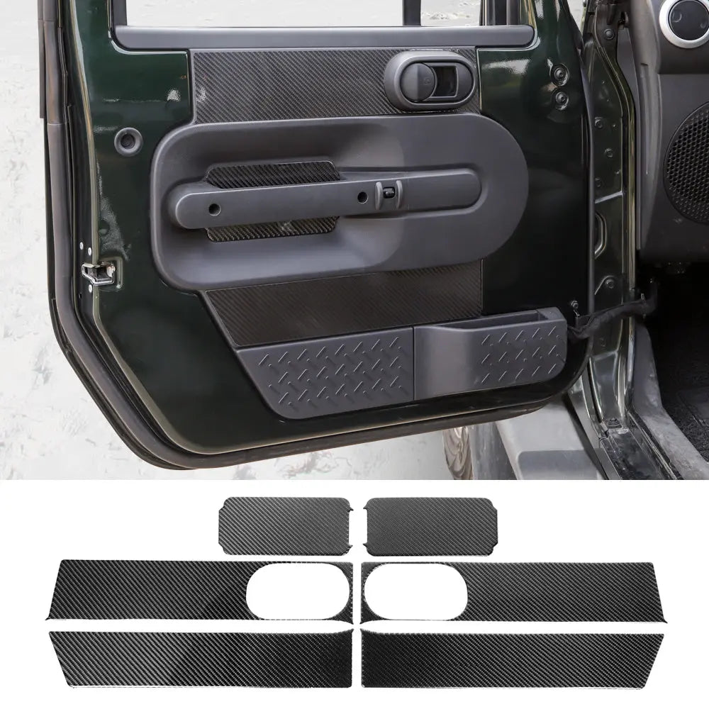 For 2007-2010 Jeep Wrangler JK JKU Real Carbon Fiber Inner Front Door Panel Trim Kit