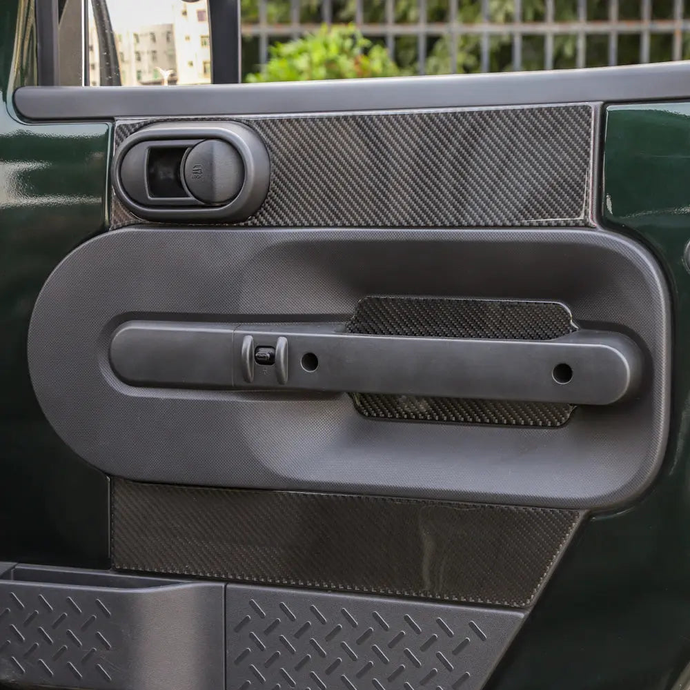 For 2007-2010 Jeep Wrangler JK JKU Real Carbon Fiber Inner Front Door Panel Trim Kit