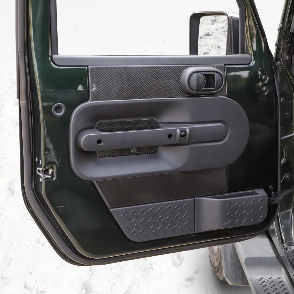 For 2007-2010 Jeep Wrangler JK JKU Real Carbon Fiber Inner Front Door Panel Trim Kit