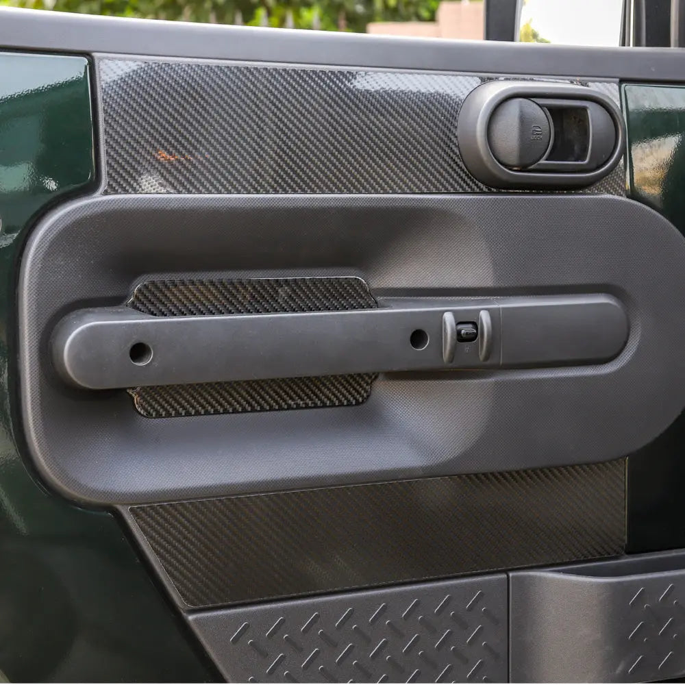 For 2007-2010 Jeep Wrangler JK JKU Real Carbon Fiber Inner Front Door Panel Trim Kit
